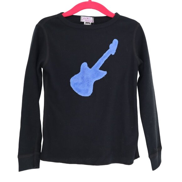 Jack & Nicole Graffiti Guitar Tee Kids 4 Black Indie Casual Long Sleeve Rock NWT - Picture 1 of 7